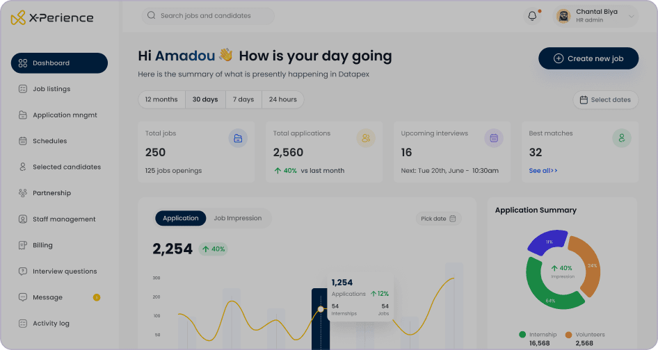 X-Perience platform dashboard preview